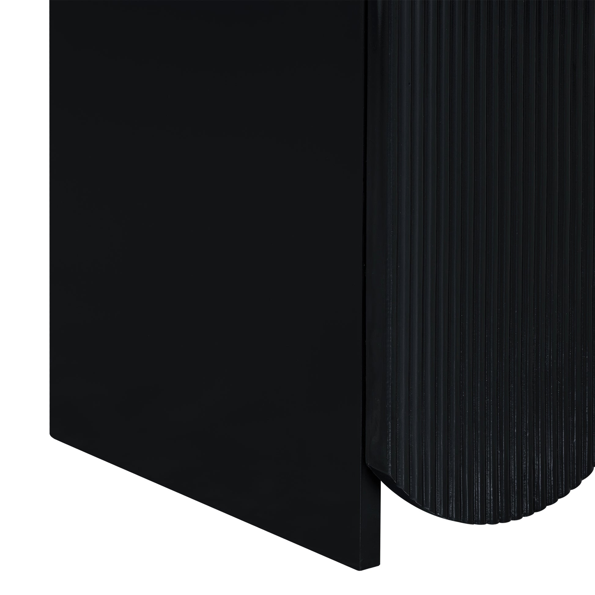 Vertical Stripes And Wavy Design Of A Four Door Cabinet Cabinet Suitable For Hallway, Entryway, Living Room 3 4 Spaces Black Primary Living Space Artsy Mdf