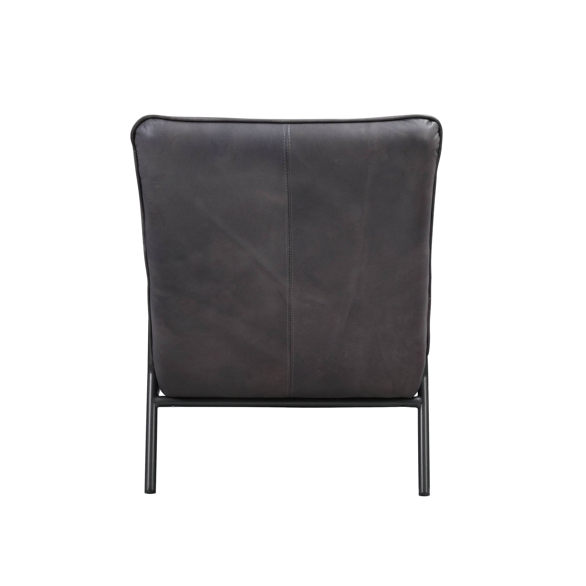 Grey And Matt Iron Accent Chair With Metal Leg Grey Primary Living Space Genuine Leather