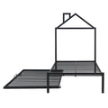 Twin Size Metal Platform Bed With Twin Size Trundle,House Shaped Headboard Design, Black Twin Black Metal