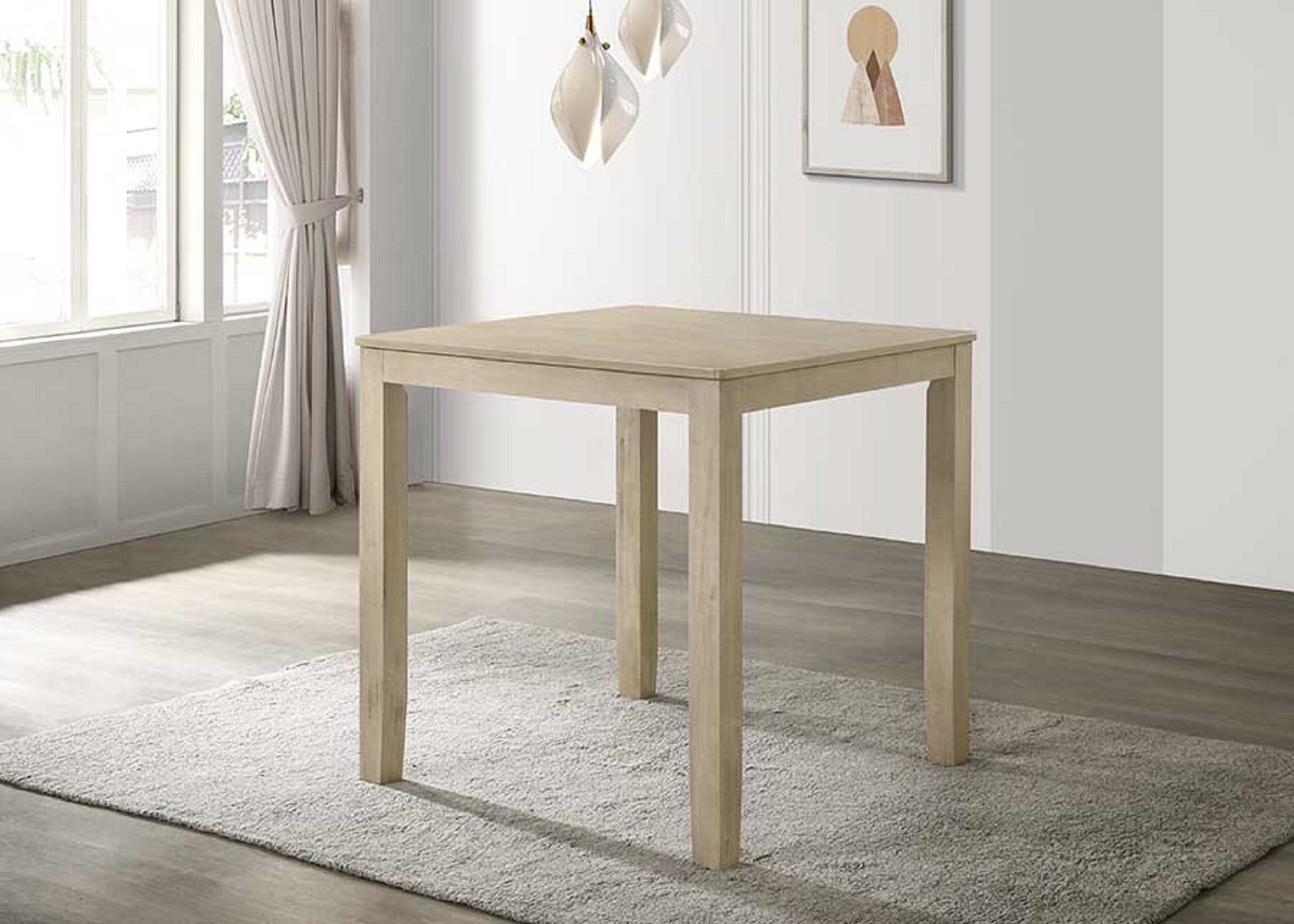 Beautiful Cream Color Counter Height 5Pc Dining Set Pub Height Square Dining Table Cream Upholstered Chair Dining Room Set Wooden Wood Dining Room Fixed Table Square Dining Table With Chair Wood