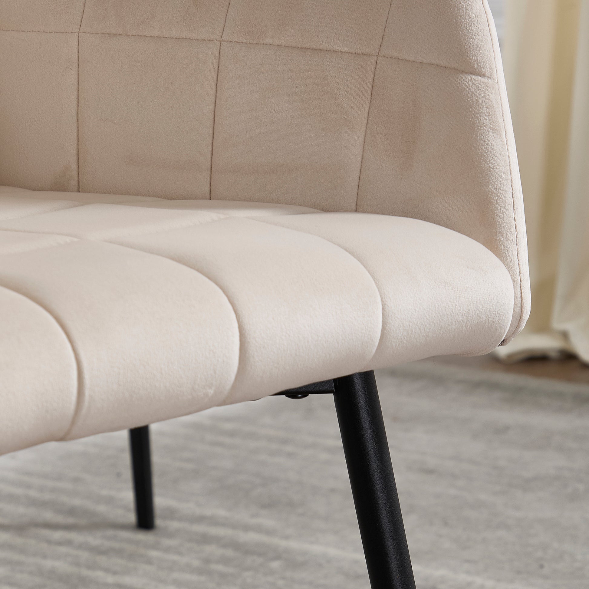 Dining Chairs Set Of 2, Upholstered Kitchen Chairs With Comfortable Seat, Velvet Dining Chairs With Armrests, Easy To Assemble And Clean, For Dining Room, Kitchen, Living Room, Cream Color Cream