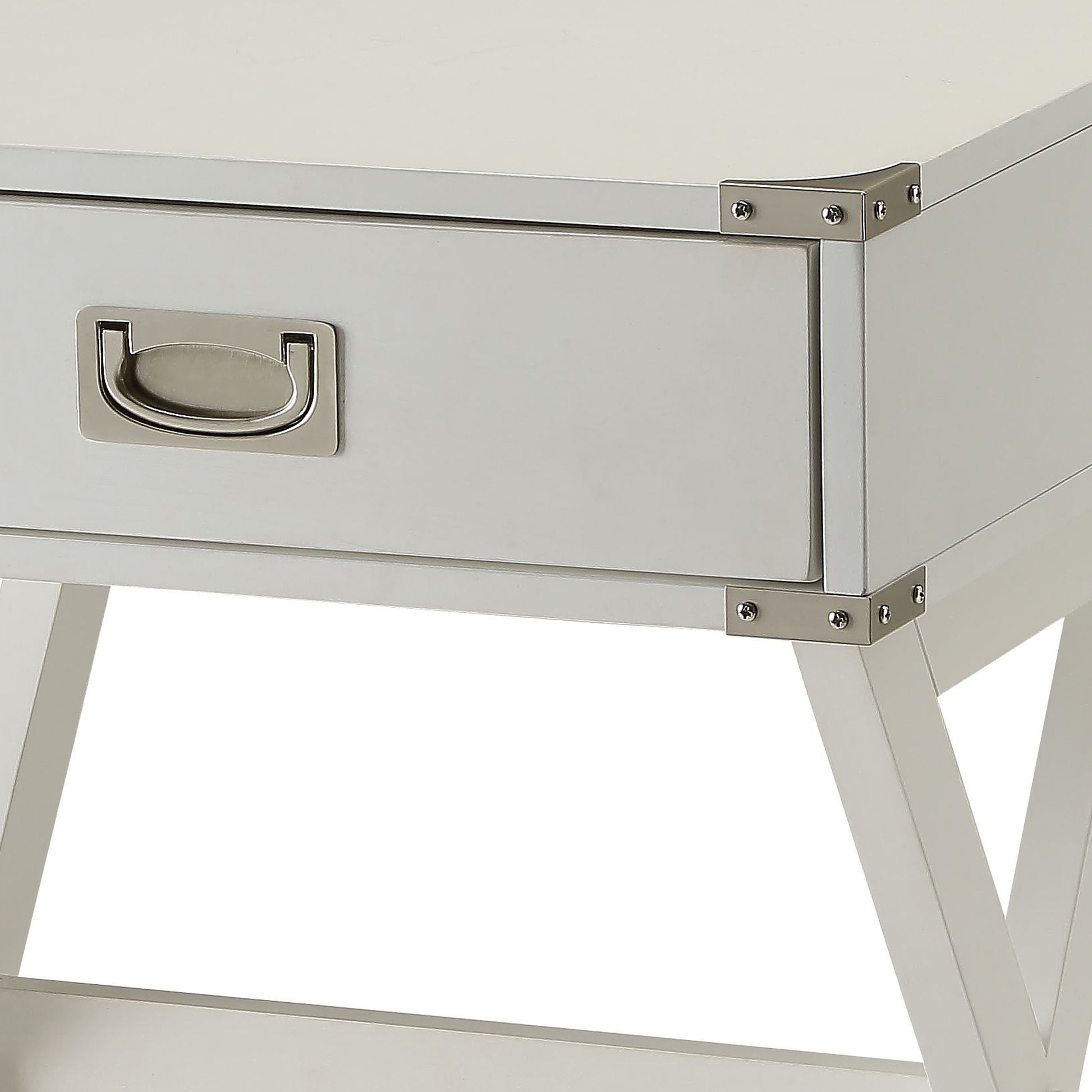 White 1 Drawer End Table White Primary Living Space Contemporary Drawers Rectangular Wood