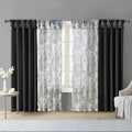 Twist Tab Lined Window Curtain Panel Black 50X108