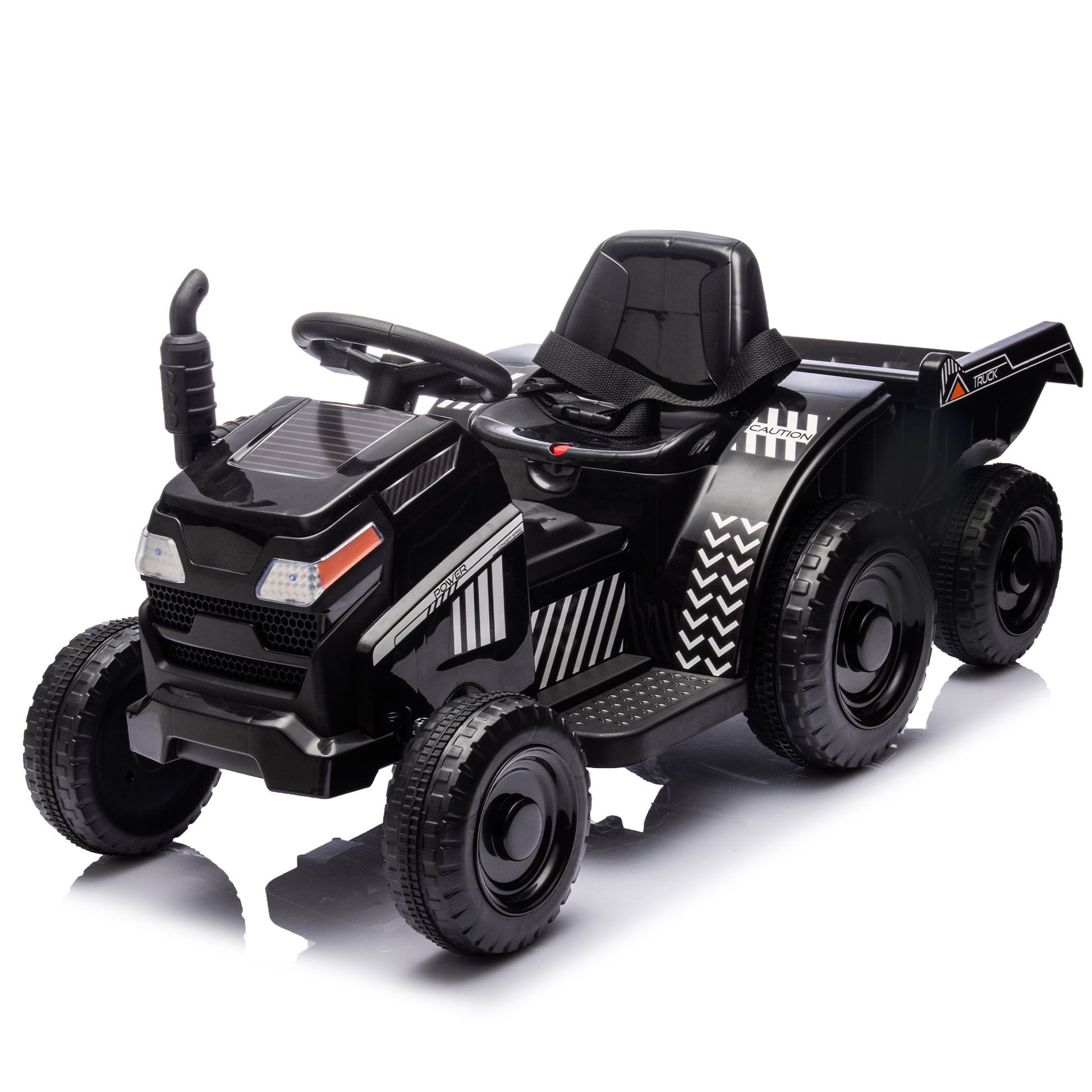 12V Kids Ride On Electric Tractor Black Knight,Kids Ride On Toy.2Wd,Non Skid Tires, Steering Wheel, Foot Pedal,With Removable Storage Tug,Light,Bluetooth,Music,Mp3,Usb,Power Display For Kids Aged 2 3. Black 50 99 Lbs Polypropylene