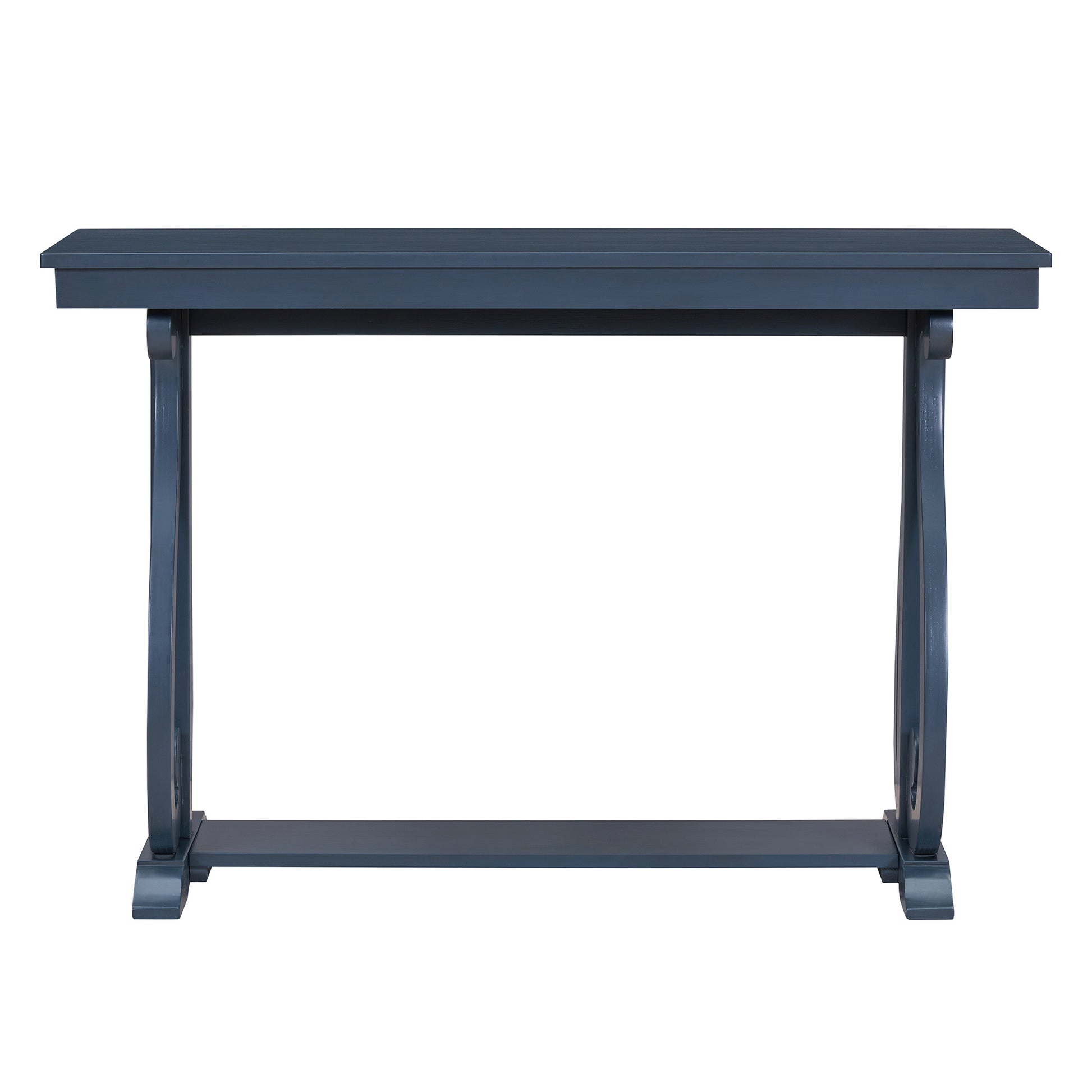 48 Inch Rustic Vintage Console Tablefarmhouse Style Entryway Table With Open Shelf And Sturdy Construction For Entryway And Living Room Navy Navy Distressed Finish Primary Living Space Antique,Rustic,Vintage Open Storage Console Tables Brushed