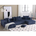 Arrived 131'' Modular Sectional Couch, U Shaped Sofachaise Lounge, Striped Fabric,Upholstered 4 Seater Couch For Living Room, Bedroom, Free Combination Sofa Corduroy , Blue Blue Polyester Primary Living Space Soft Modern Square Arms Foam Upholstered 4