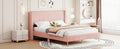 Queen Size Corduroy Platform Bed With Metal Legs, Pink Old Sku:Wf300238Aah Queen Pink Corduroy