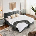 King Size Storage Upholstered Hydraulic Platform Bed With Integrated Headboard, Chenille Fabric, Gray King Gray Bedroom Luxury,Modern Chenille Chenille