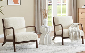 Living Room Accent Arms Bedroom,Office,Apartment, Reading Chair, Single, Linen Fabric White 2 White Wood