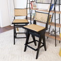 Keira Rattan Bar Stool Set Of 2 Black,Rattan Rattan,Solid Wood