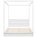 Queen Size Wood Led Canopy Bed ,Canopy Platform Bed With Support Slats, No Box Spring Needed, White Queen White Plywood