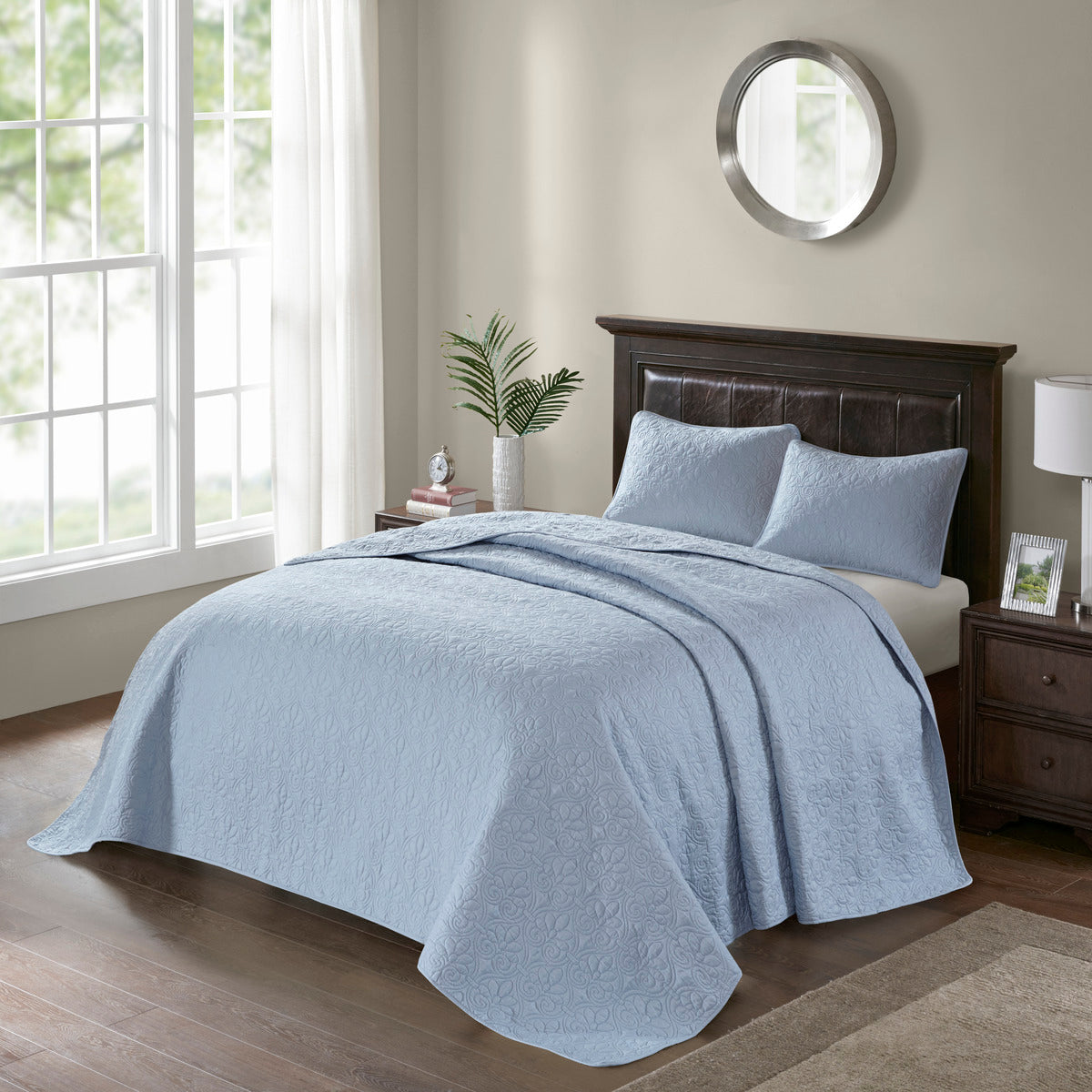 Reversible Quilt Set Blue Twin Twin Xl Blue Cotton