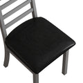 Metal Dining Chairs Set Of 2, Steel Legs And Pu Leather Seats, High Back Armless Dining Chairs, For Kitchen, Living Room, Grey Grey Steel