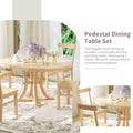 5 Piece Rustic Round Pedestal Extendable Dining Table Set With 15.7