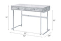 Tigress White Printed Faux Marble Top & Chrome Finish Writing Desk White Faux Marble