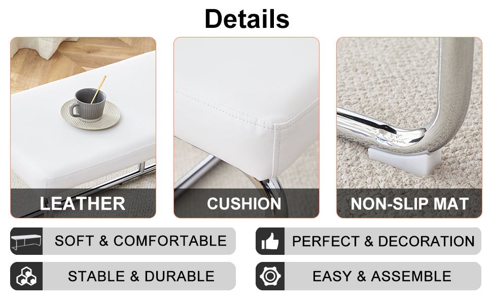 Table And Chair Set. Large Modern Rectangular Table With White Textured Top And Silver Metal Legs. Soft And Comfortable Pu Seats, Faux Leather Upholstered Seats And Sturdy Metal Legs. White Mdf Metal