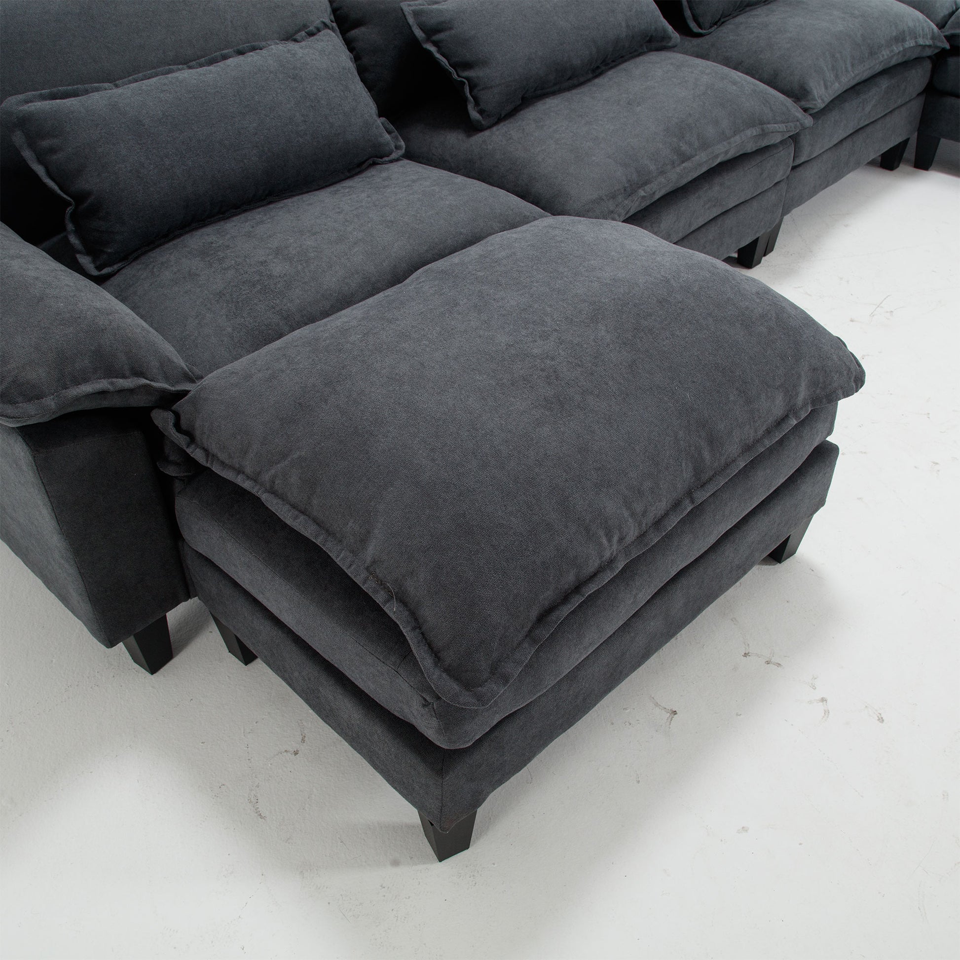 154.8" Oversized Modular Sofaice Velvet Large U Shaped Couch Comfy Upholstered 4 Seat Sofa With 2 Ottoman, 4 Lumbar Pillow, Deep Seat Couch For Living Room Dark Gray Primary Living Space Modern Foam Polyester 6 Seat