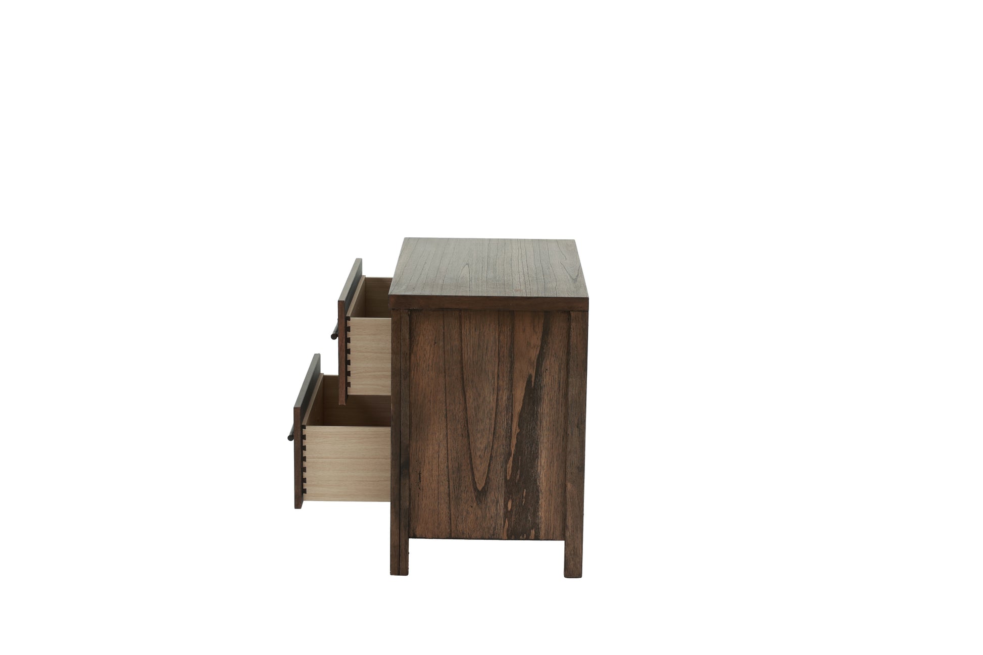 Oak Finish 1Pc Nightstand Wooden Bedside Table 2X Drawers Storage Bedroom Furniture Oak 2 Drawers Bedroom Bedside Cabinet Contemporary,Modern,Transitional Rubberwood Easy Assembly Oak Particle Board