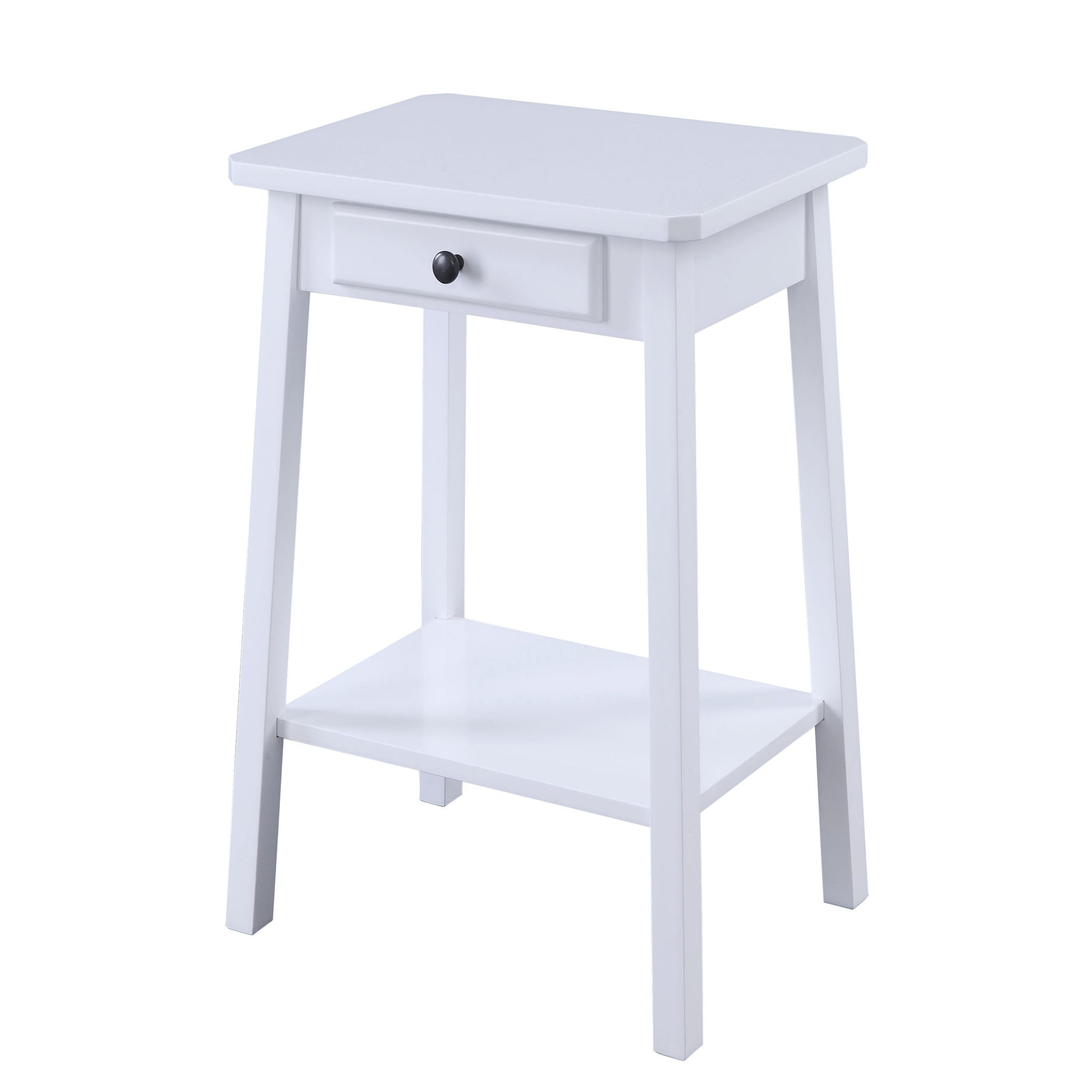 White End Table With Bottom Shelf White Primary Living Space Drawers Rectangular Wood