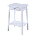 White End Table With Bottom Shelf White Primary Living Space Drawers Rectangular Wood