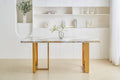 Luxurious Faux Marble Mdf Dinning Table For 6 Or 8, Rectangular 70.9