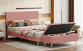 2 Pieces Bedroom Sets Queen Size Upholstered Bed Frame, Modern Corduroy Storage Ottoman,Pink Queen Pink 2 Piece Set Solid Wood Mdf