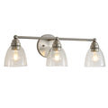 Modern 3 Light Brushed Nickel Bathroom Vanity Light With Clear Glass Shade, E26 Wall Sconces Over Mirror For Living Room Bedroom Hallway Bulb Not Included Brushed Nickel Glass,Metal