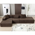 Modular Combination Living Room Sofa Set, Modern Minimalist Sofa, Free Installation Sofa, L Shaped, Italian Minimalist Tofu Block Sofa, Left Hand Facing,Terrycloth Fabric,Dark Brown Dark Brown Polyester Primary Living Space Soft Modern Polyester 3 Seat
