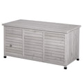 Outsunny 75 Gallon Wooden Deck Box, Outdoor Storage Container With Aerating Gap & Weather Fighting Finish, Grey Grey Wood