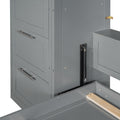 Queen Size Murphy Bed Wall Bed With Closet ,Drawers And Shelves,Gray Queen Gray Mdf Lvl