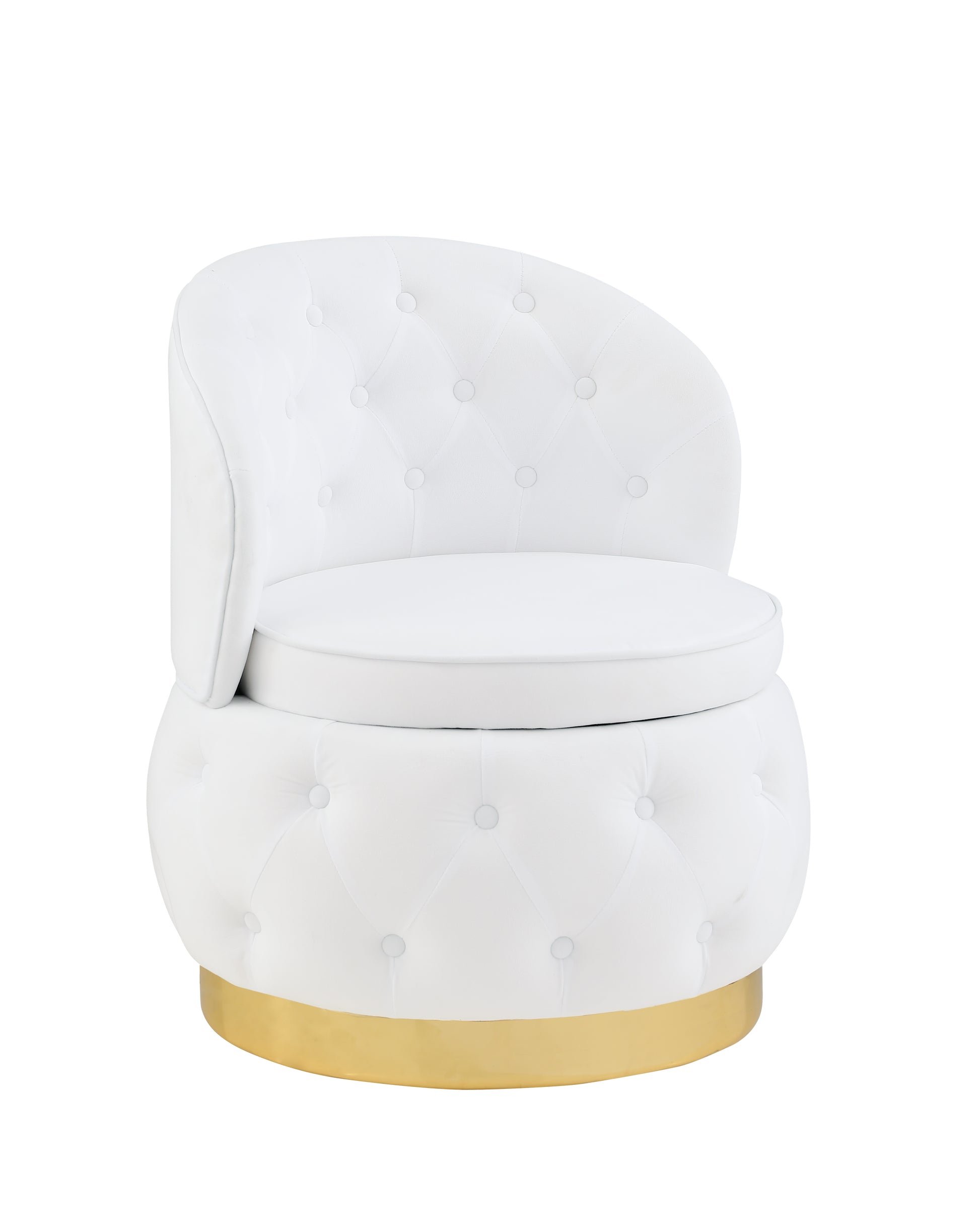 360 Degree Swivel Cuddle Barrel Accent Storage Chairs White Velvet