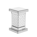 11.8'' Silver Square Mirrored End Table With Led Lights, Modern Side Table With Crystal Inlay For Living Room, No Assembly Required Silver Mirrored Finish Luxury,Modern Square Mdf Glass