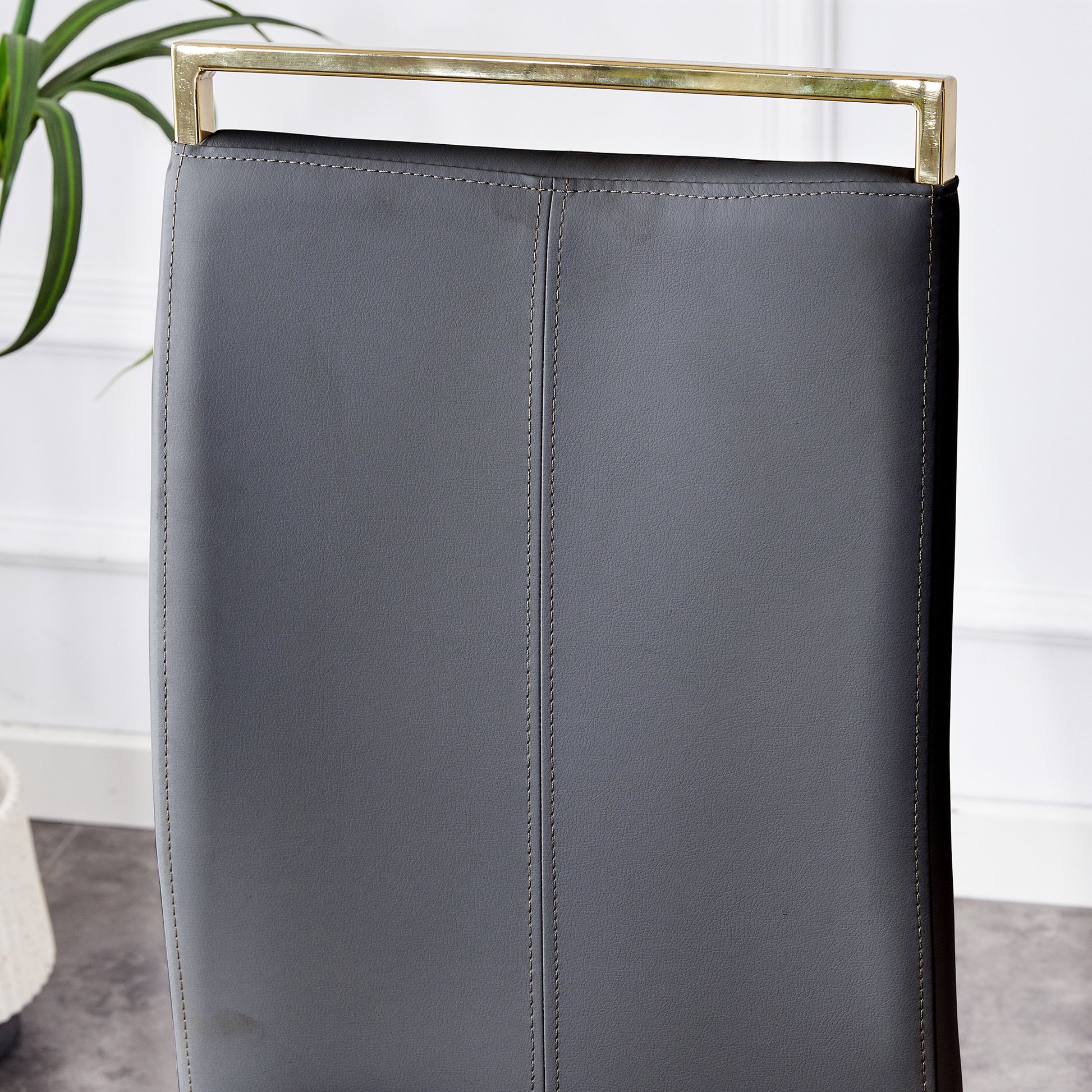 Table And Chair Set,Modern Rectangular Table With 0.4 Inch Black Patterned Tabletop And Gold Legs, Suitable For Kitchen, Dining Room, And Living Roomcomfortable Pu Seats,Perfect For Dinner, Meet Grey Black Seats 6 Sintered Stone