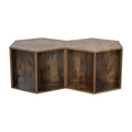 47.24'' Hexagonal Coffee Table Side Table Nightstand Antique Wood 2Pcs Antique Brown Mdf