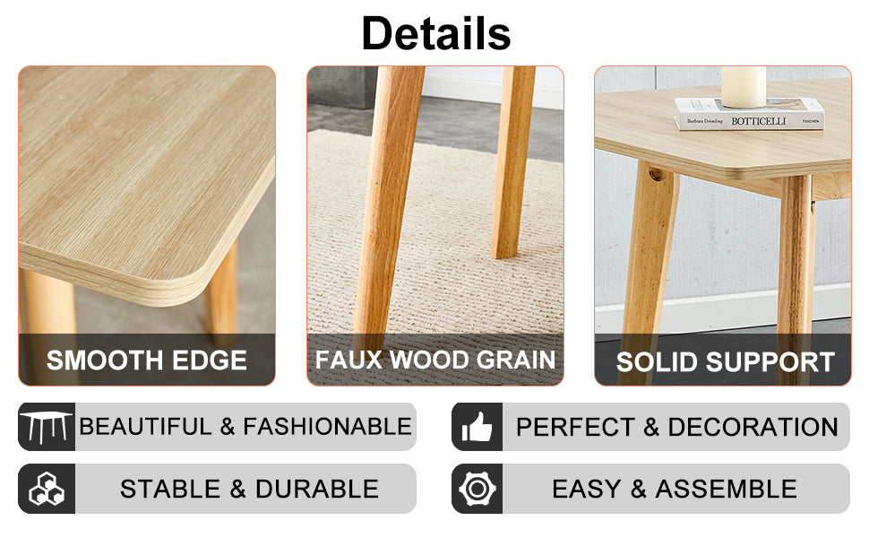 Wood Colored Mfc Desktop With Rubber Wooden Legs, Foldable Computer Desk, Foldable Office Desk, 4 Modern Chairs Can Rotate 360 Degrees,The Seat Cushion Is Made Of Pu Material. Zd 1545 C 1162 Wood Wood