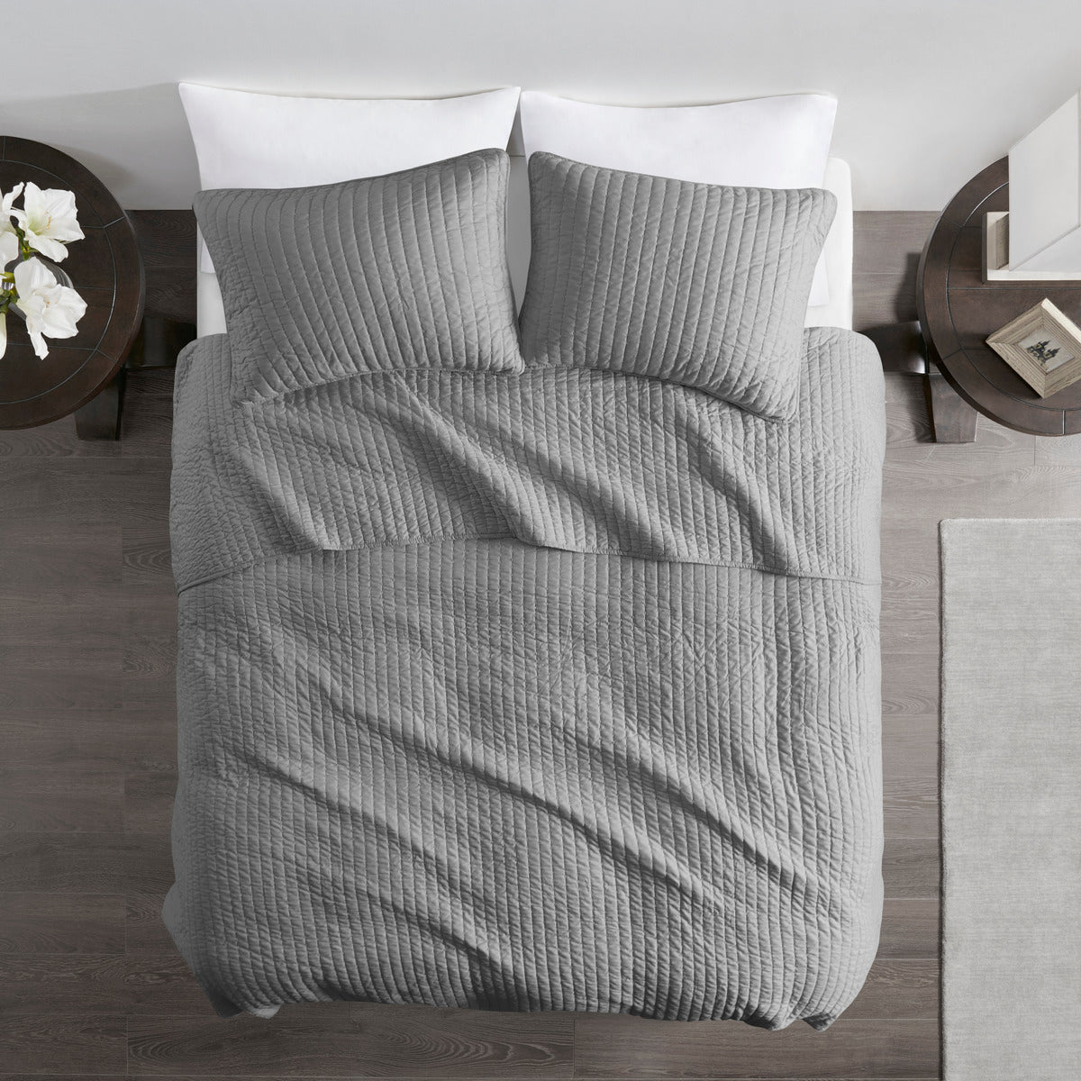 2 Piece Quilt Set Grey Twin Twin Xl Twin Grey Cotton