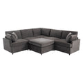 Modern Large U Shape Sectional Sofa, With Removable Ottomans For Living Room 6 Seater Gray Polyester 6 Seat