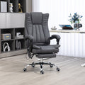 Vinsetto Microfiber Office Chair, High Back Computer Chair With 6 Point Massage, Heat, Adjustable Height And Retractable Footrest, Dark Blue Rock Grey Polyester