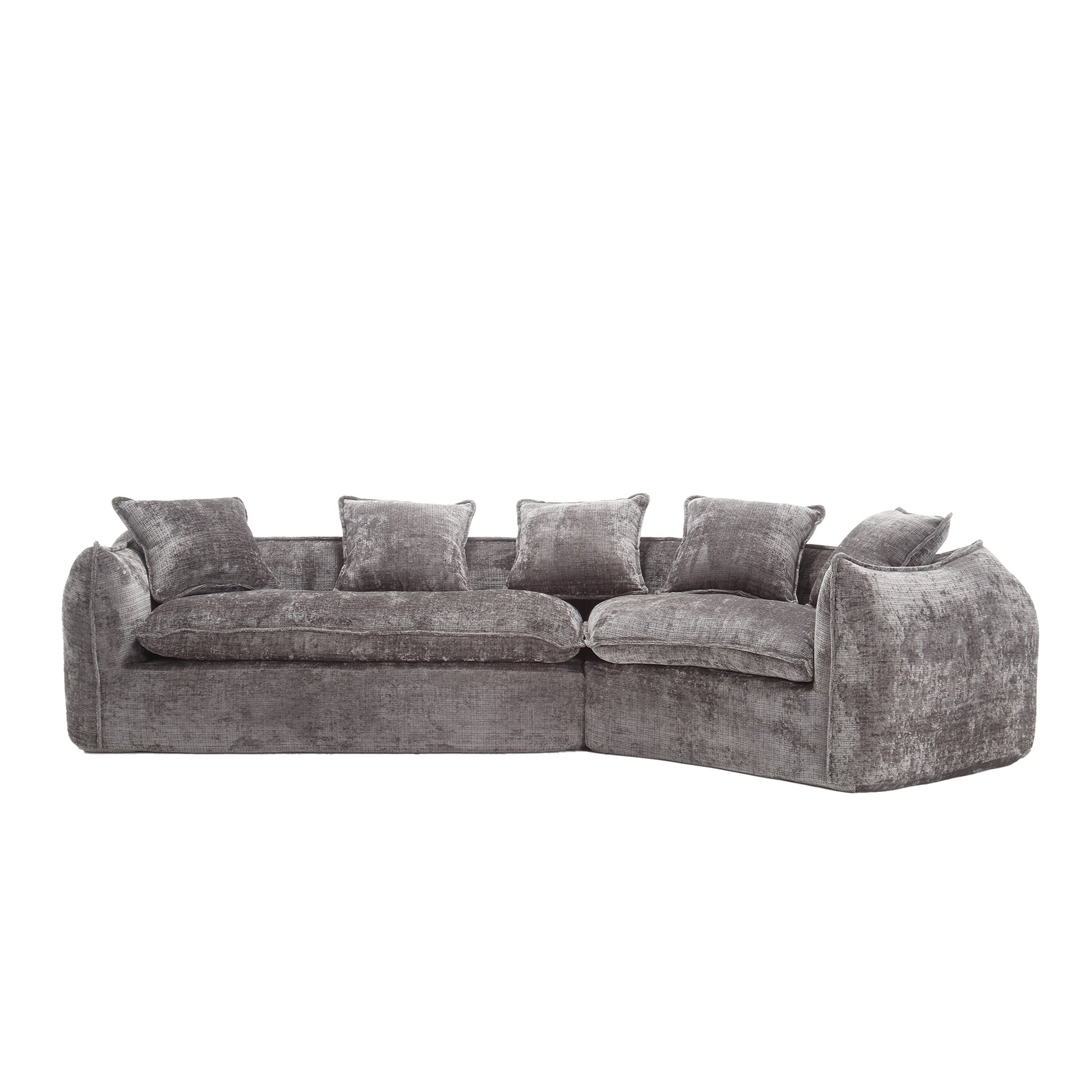 Modular Sectional Sofa, U Shaped Couch With Sofa For Five & Pillows, Modern Minimalist Chenille Fabric Large Comfy Cloud Sofas, Living Room Furniture Sets Gray Chenille 5 Seat