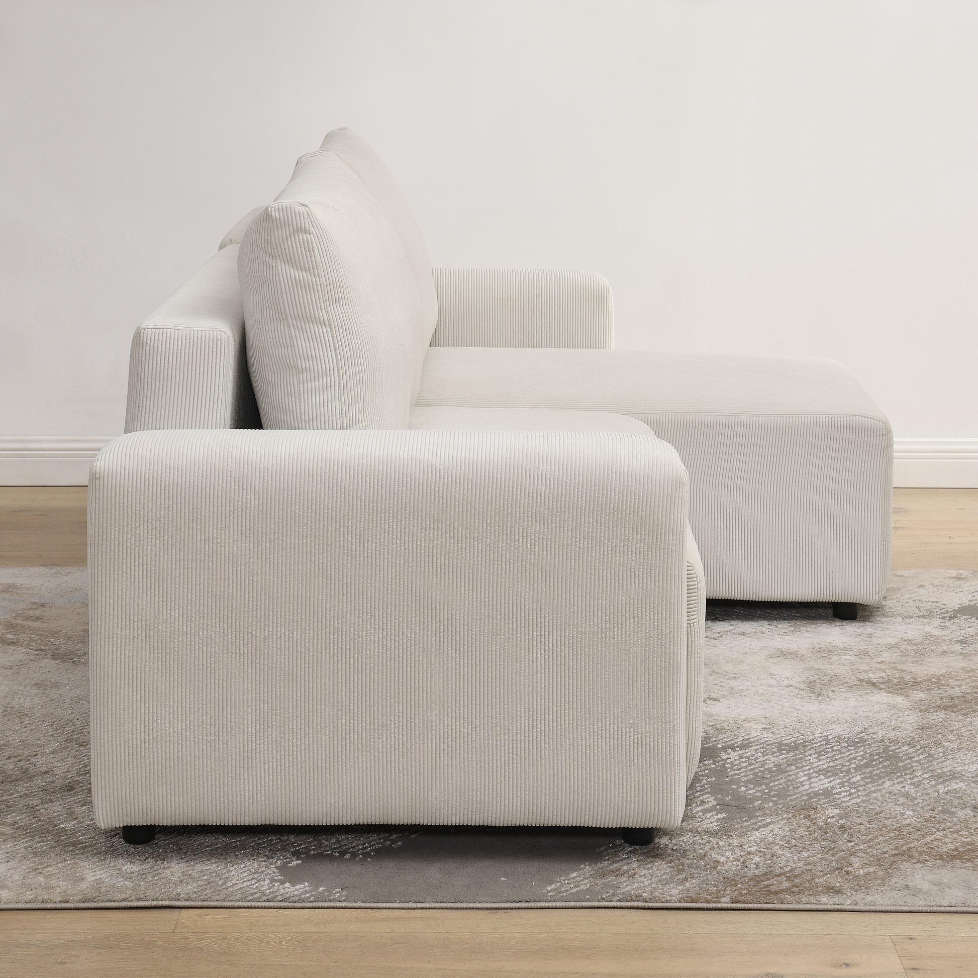 Modular Corduroy Upholstered 3 Seater Sofa Bed With Storage For Home Apartment Office Living Room, Free Combination, L Shapedbeige Beige Wood Primary Living Space Medium Soft Pillow Back Eucalyptus Square Arms Foam Corduroy 3 Seat