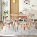 1 Table With 4 Chairs Wooden Dining Table Set, Modern Simple Design Square Kitchen Table And Fabric Upholstered Dining Chairs For Dining Room, Kitchen, Saving Space, Oak Oak Solid Wood Mdf