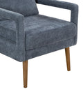 Mid Century Armchairaccent Chair With Chenille Armrest & Soft Cushion For Living Room, Bedroom, Home Office, Study, Dark Grayish Blue Blue Foam Wood Fabric