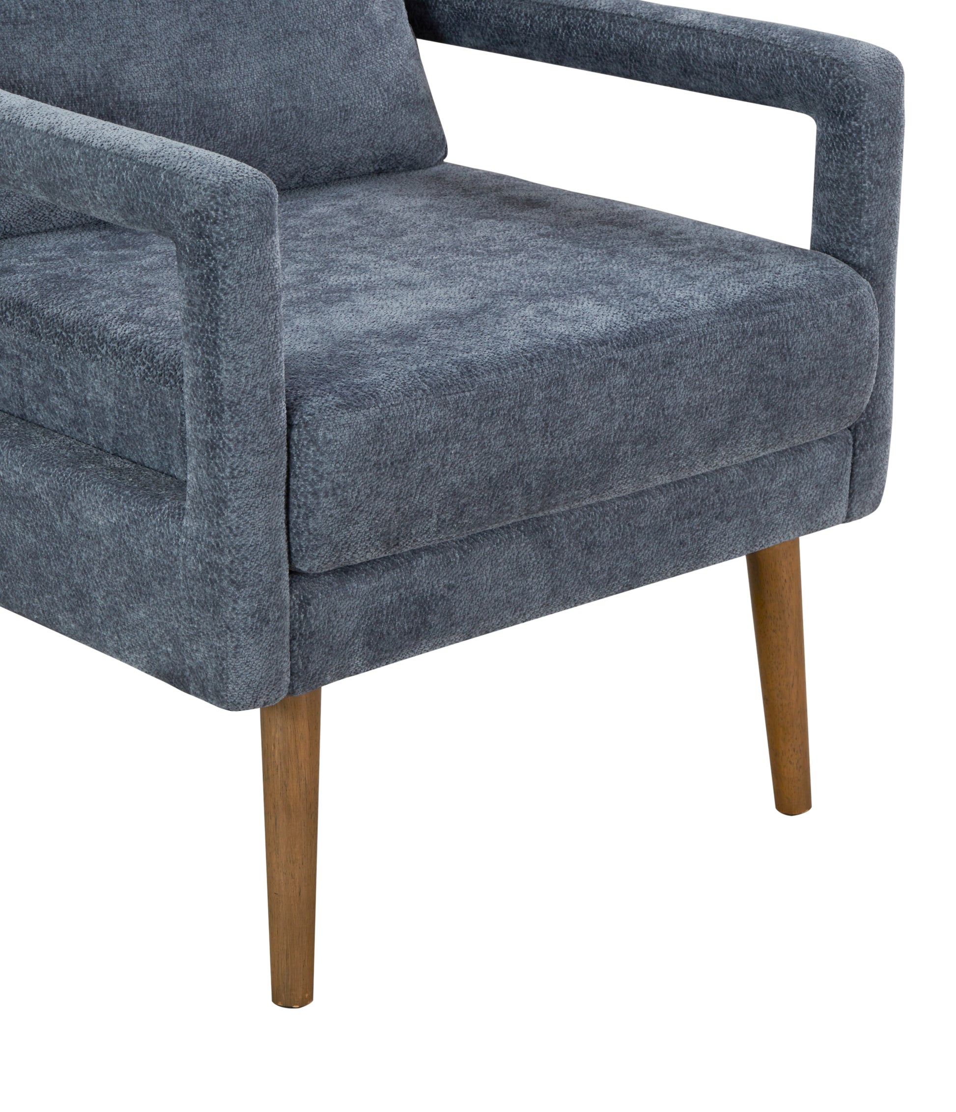 Mid Century Armchairaccent Chair With Chenille Armrest & Soft Cushion For Living Room, Bedroom, Home Office, Study, Dark Grayish Blue Blue Foam Wood Fabric