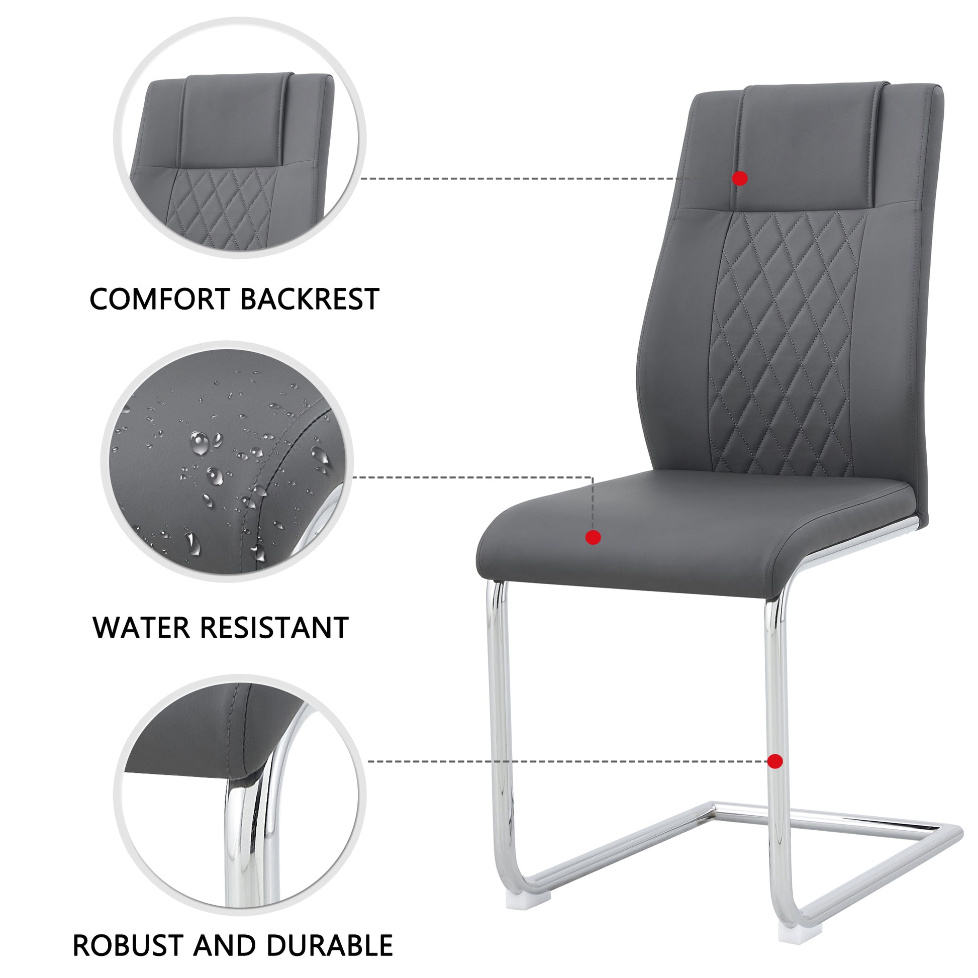 Table And Chair Set.Modern Rectangular Glass Dining Table With A Tempered Glass Tabletop And Silver Metal Legs, Paired With Multiple Chairs Designed With Pu Cushions And Silver Metal Legs. Gray Silver Seats 8 Tempered Glass