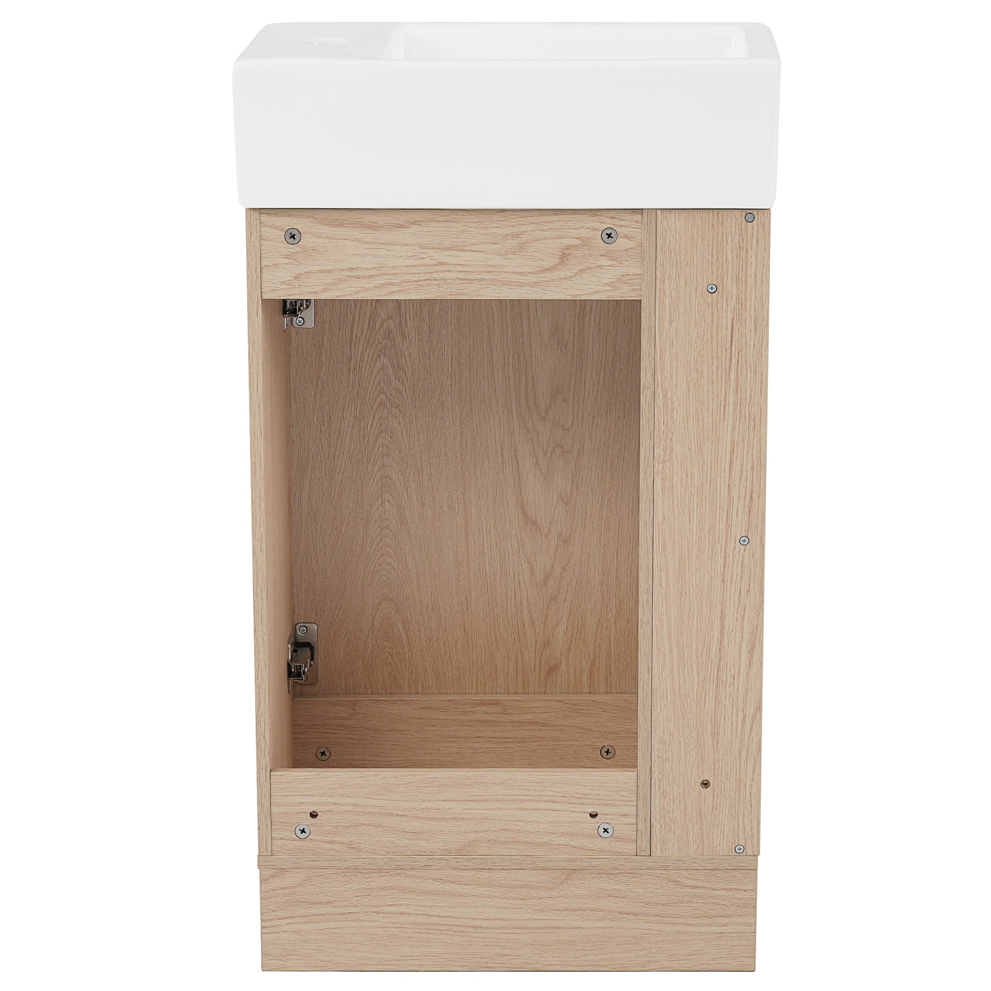 18.6" Bathroom Vanity With Sink, Bathroom Vanity Cabinet With Two Tier Shelf, Left Or Right Orientation, Natural Natural Mdf