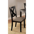 Brushed Black Solid Wood 5Pc Dining Set Table And 4X Chairs Brown Fabric Cushions Seats X Cross Back Design Chairs Dining Room Wood Black Brown Seats 4 Wood Dining Room 48 Inches Solid Wood Contemporary,Modern,Transitional 4 Leg Rectangular Rectangular