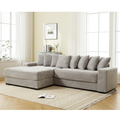 Arrived Oversized Two Piece Couches, L Shaped Sofa, Corduroy, Left Chaise Daybed,With Armrests,Eight Throw Pillows,Corner Sofa,Easy To Assemble, Gray Gray Polyester Wood Primary Living Space Medium Soft Pillow Back Modern Square Arms Wood 3 Seat