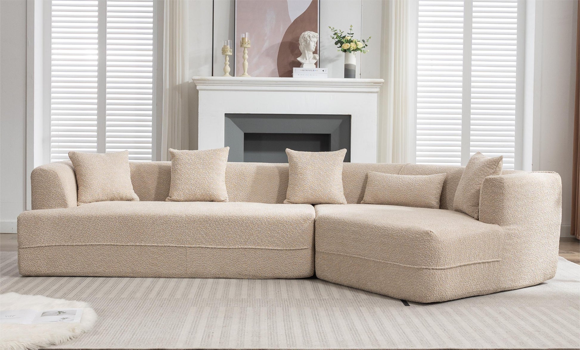 And Upgraded Extended Edition Modular Sofamodern Minimalist Style Sofa, Upholsteredfree Combination, Round Fiber Fabric, Anti Wrinkle Fabric,Dimension Extension,Brown Light Brown Polyester Primary Living Space Medium Soft Tight Back Modern Flared Arms