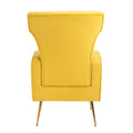 Velvet Accent Chair, Wingback Arm Chair With Gold Legs, Upholstered Single Sofa For Living Room Bedroom Yellow Velvet 1 Seat