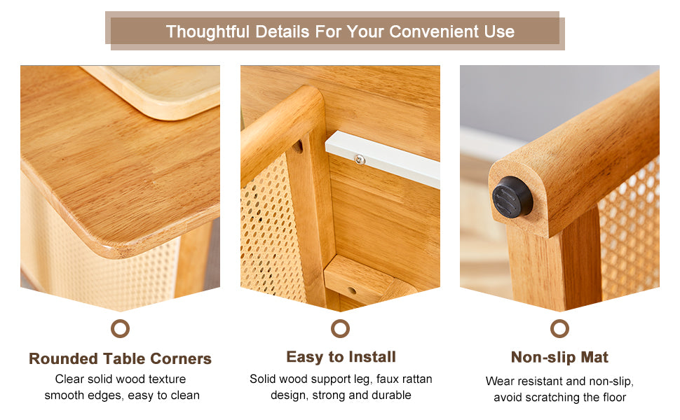 Chinese Country Retro Solid Wood Dining Table, Simple Modern Imitation Rattan Dining Table, Wooden Dining Table, Desk. Suitable For Dining Room, Living Room, Office Wood Rubber Wood